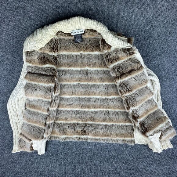 PARKHURST Women’s Jackets Faux Fur Cardigan Size Medium - Picture 3 of 5